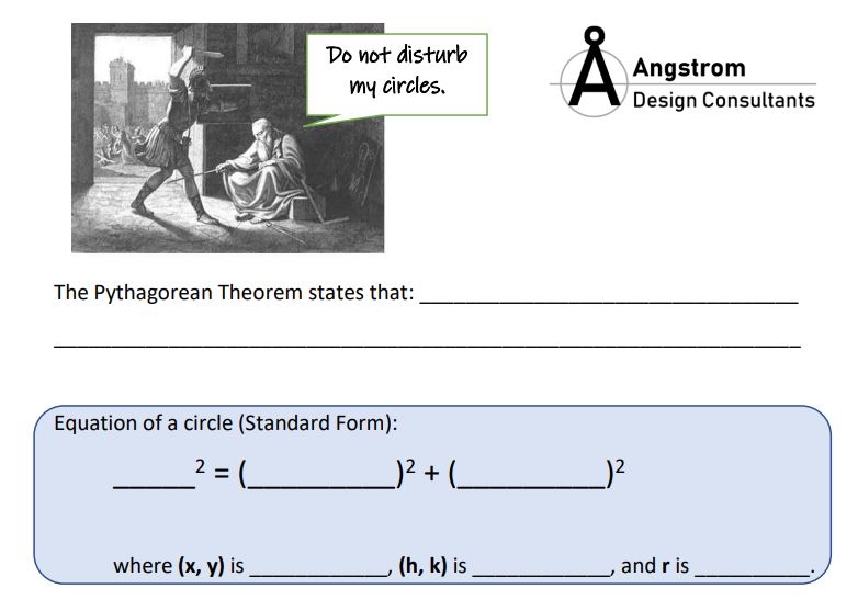 Circle equation assignment designed for Moeller High School.